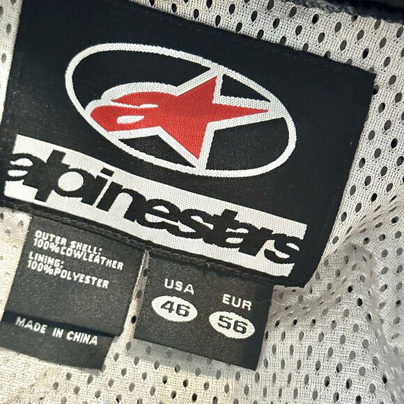 ALPINESTARS Motorcycle US Size 46 Leather Protective Armored Jacket Coat - Picture 9 of 12